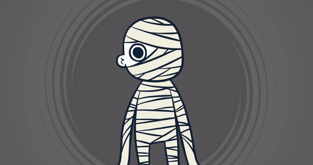 Cartoon Mummy Character on Abstract Background for Halloween