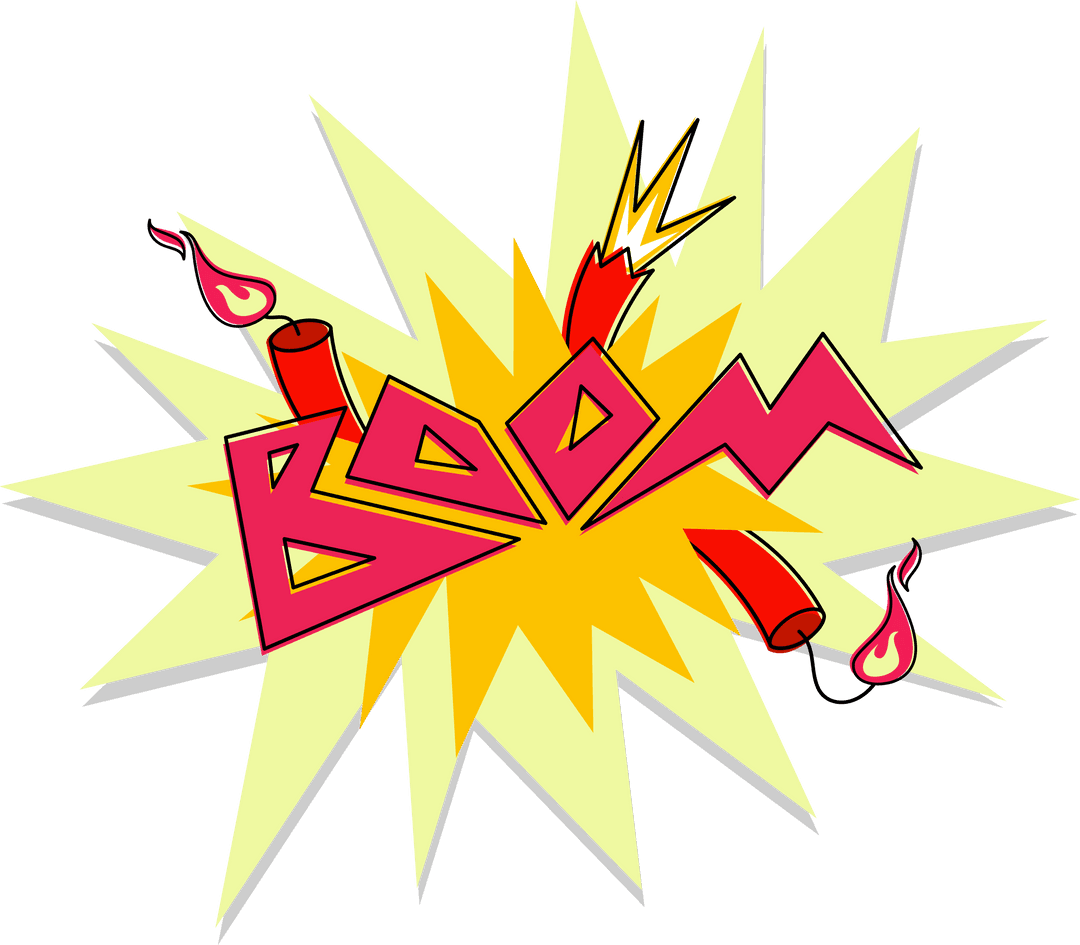 Comic Explosion with Bold BOOM Text and Dynamite Sticks