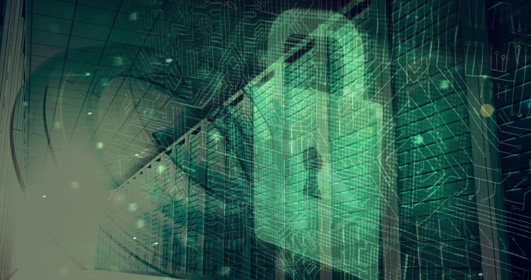 Futuristic Digital Security Concept with Data Lock and Circuitry