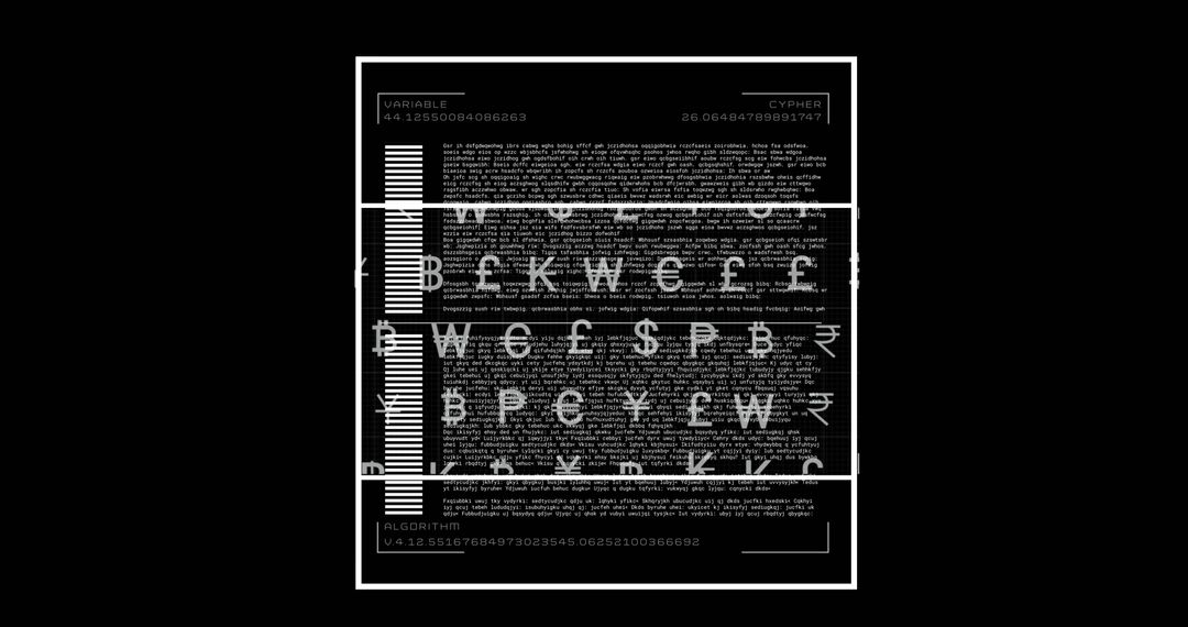 Digital Finance Code With Currency Symbols on Black Background