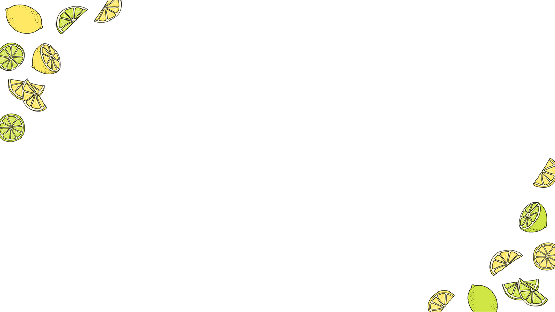 Hand-Drawn Lemon and Lime Border on Transparent Background