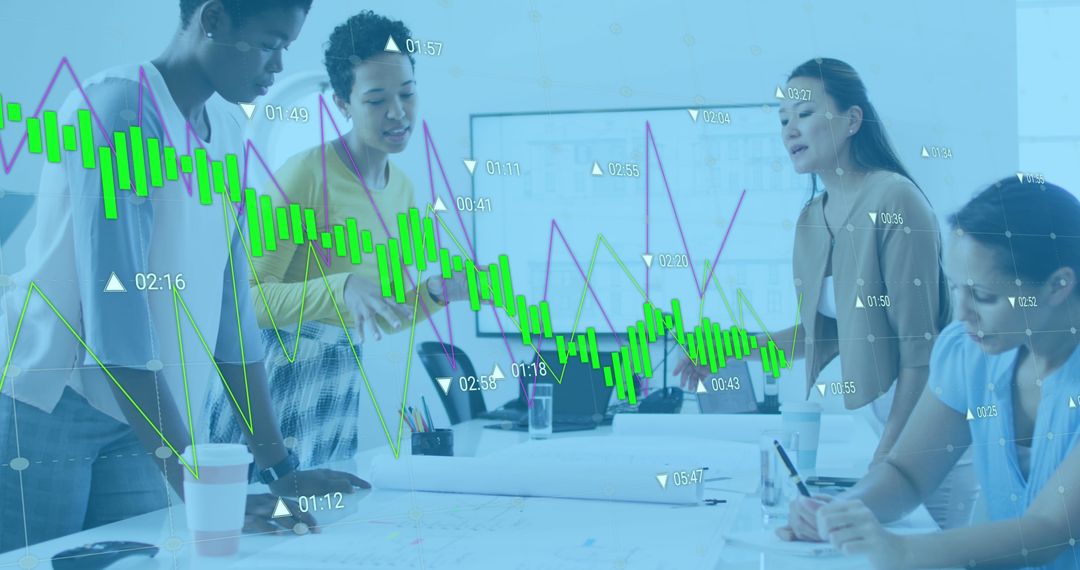 Collaborative Data Analysis Meeting in Modern Office
