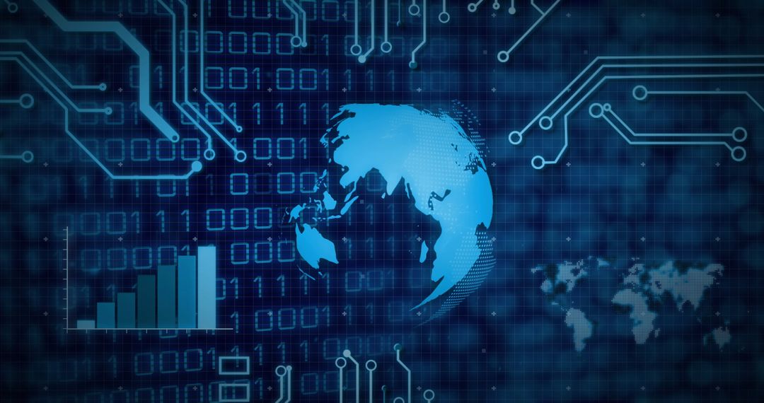 Digital Globe with Data Lines and Diagrams Fantasy Art