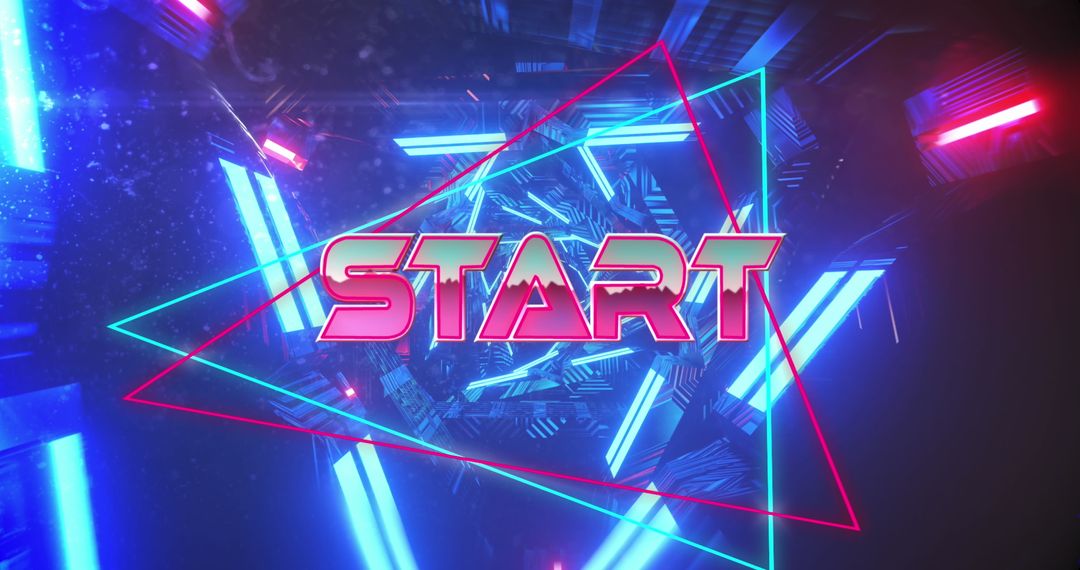 Futuristic Neon Start Screen with Digital Space Theme