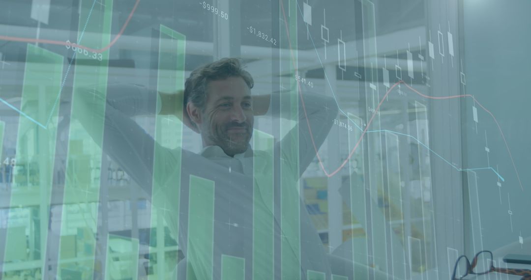 Businessman Analyzing Financial Growth Data with Digital Graphs