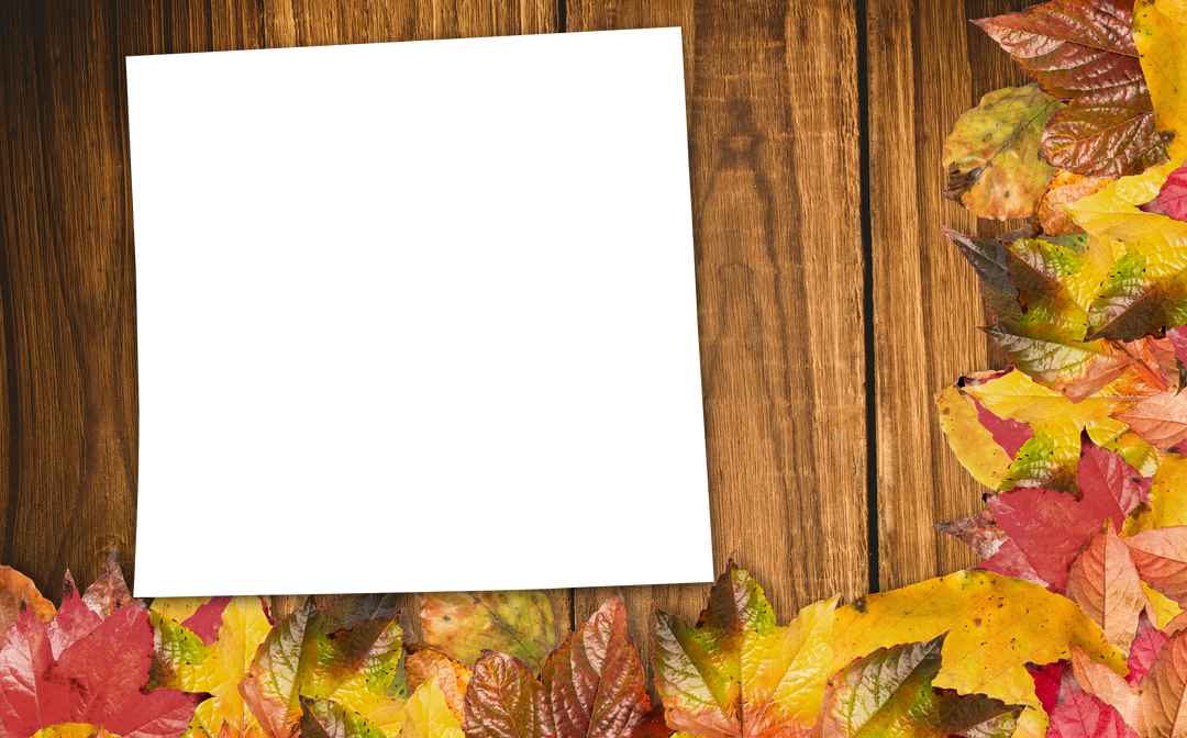 Transparent Square Frame with Autumn Leaves on Wooden Background - Download Free Stock Images Pikwizard.com