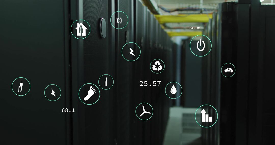Eco Friendly Digital Data Servers With Sustainable Icons