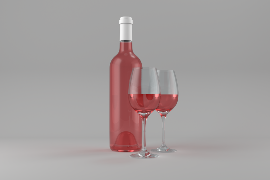 Transparent Red Wine Bottle with Glasses on Minimalist Gray Background - Download Free Stock Images Pikwizard.com