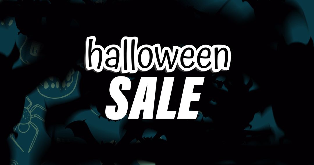 Halloween Sale Banner with Skulls and Bats Design