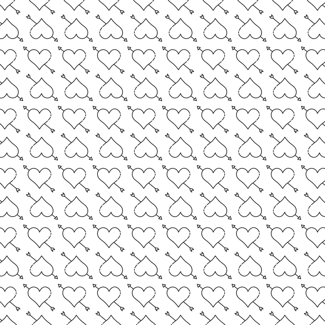 Black Pattern of Interlocking Hearts on Transparent Background