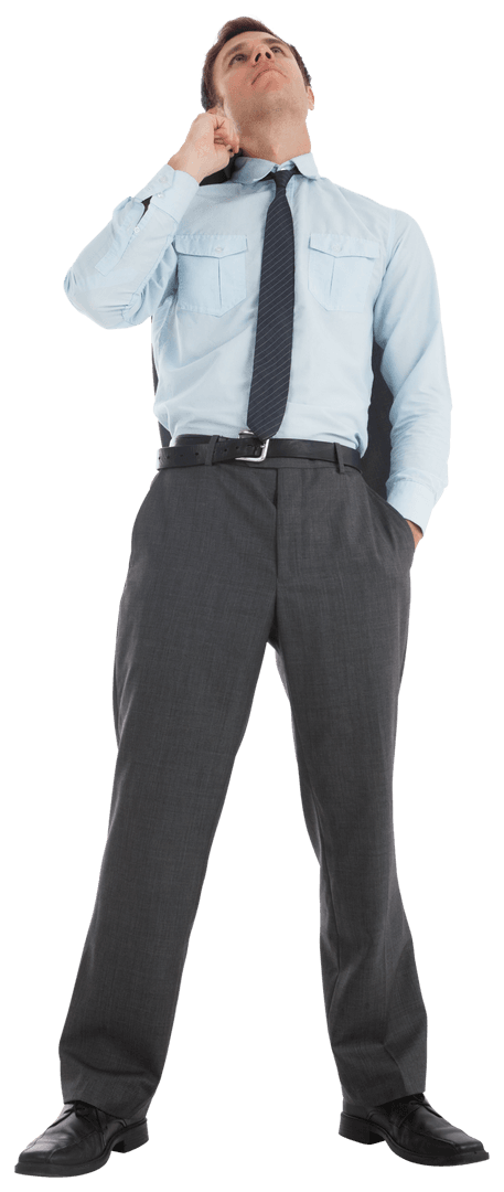Transparent Businessman Pondering While Holding Jacket