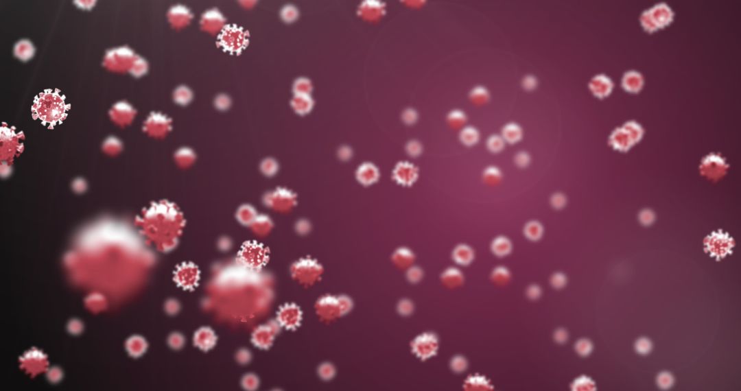 Floating Virus Cells on Black Background