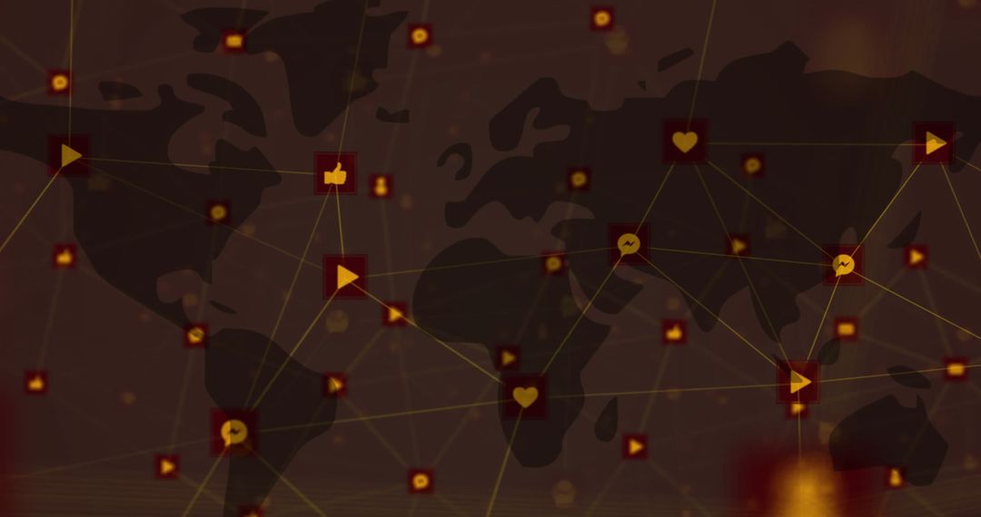 Digital Connectivity Symbols on World Map Illustration