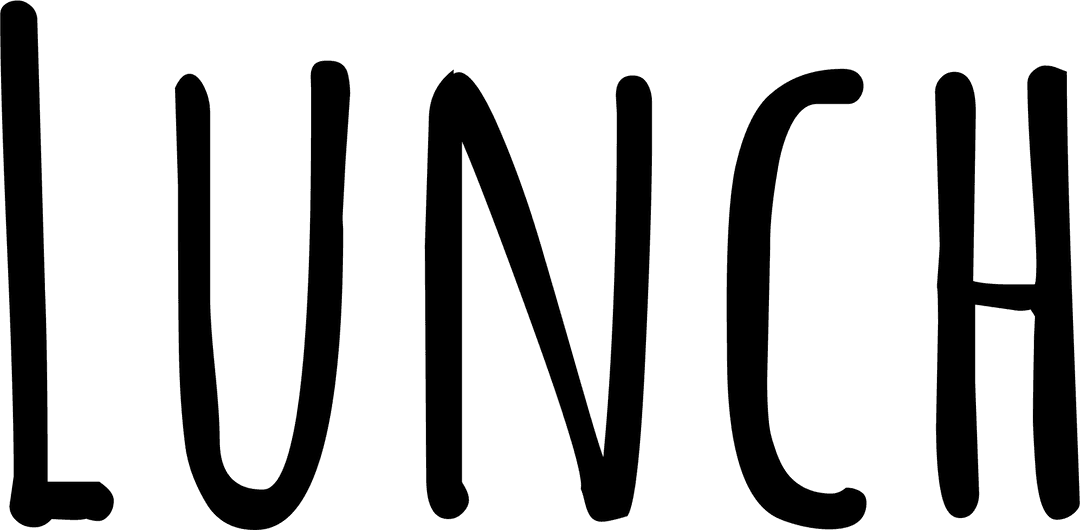 Digital PNG Illustration of Lunch Text on Transparent Background