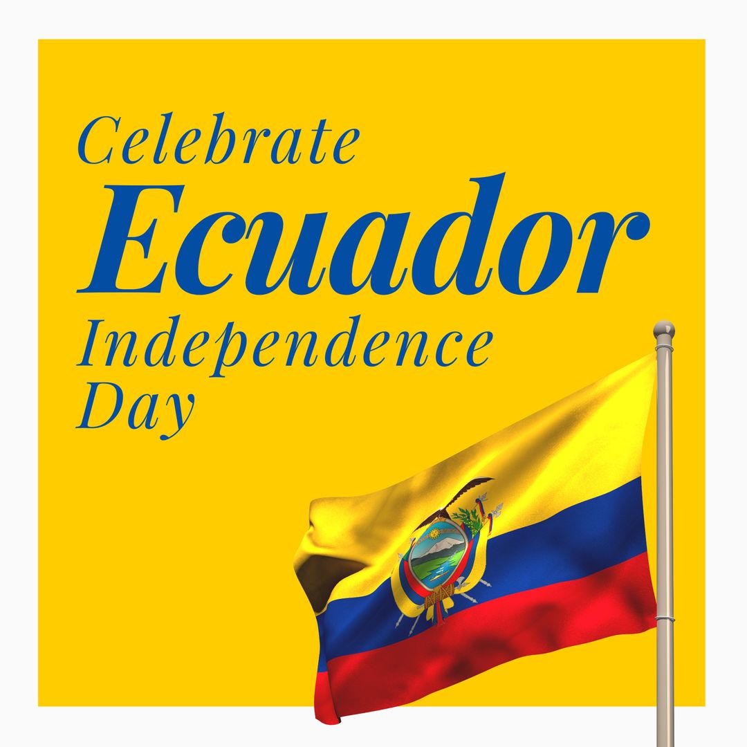 Celebrate Ecuador Independence with National Flag and Bold Typography