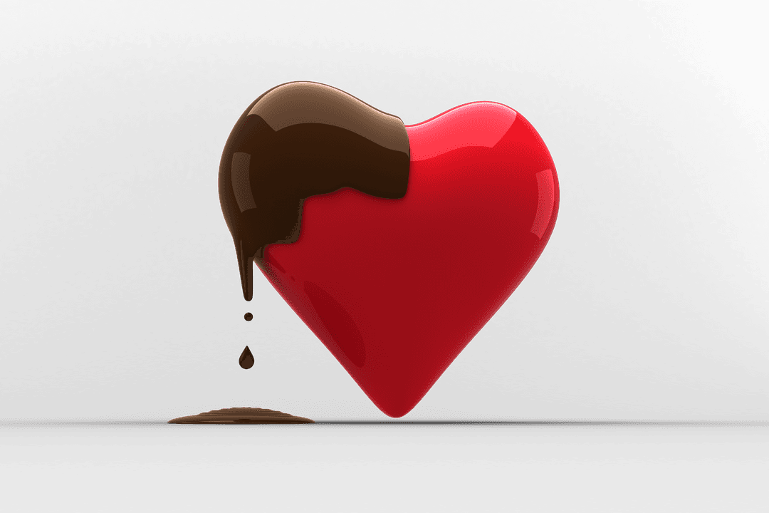 Chocolate Covered Heart on Transparent Background