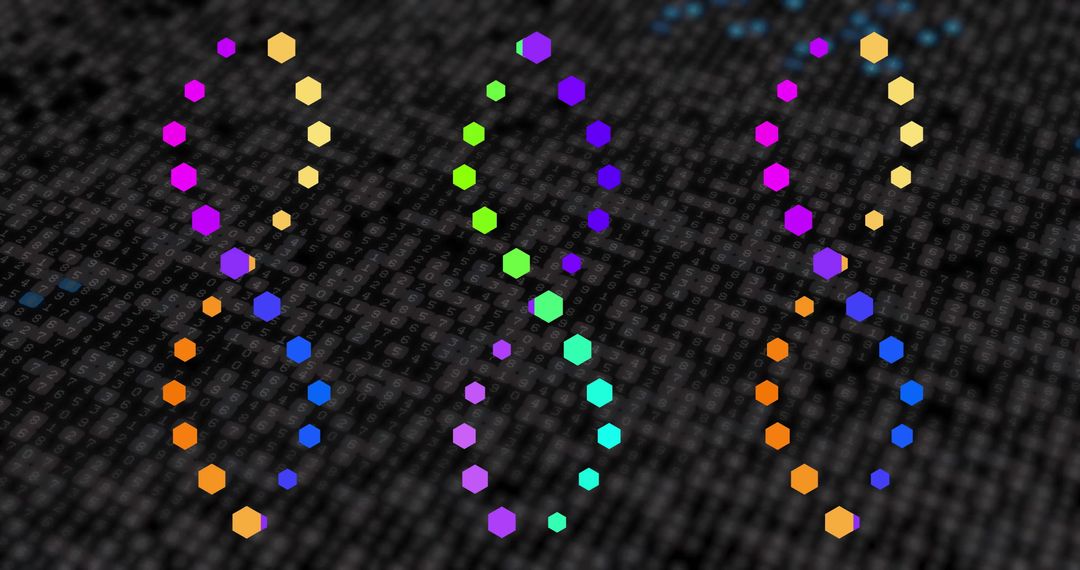 Abstract Digital DNA Helix on Dark Background