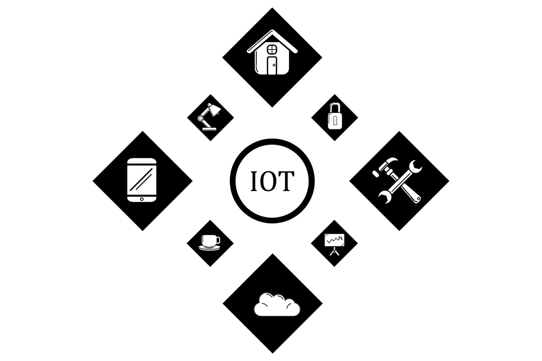 IoT Text with Connected Icons in Transparent Background - Download Free Stock Images Pikwizard.com