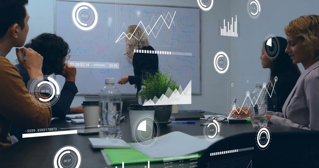 Data Analysis and Financial Concept in a Diverse Office Meeting