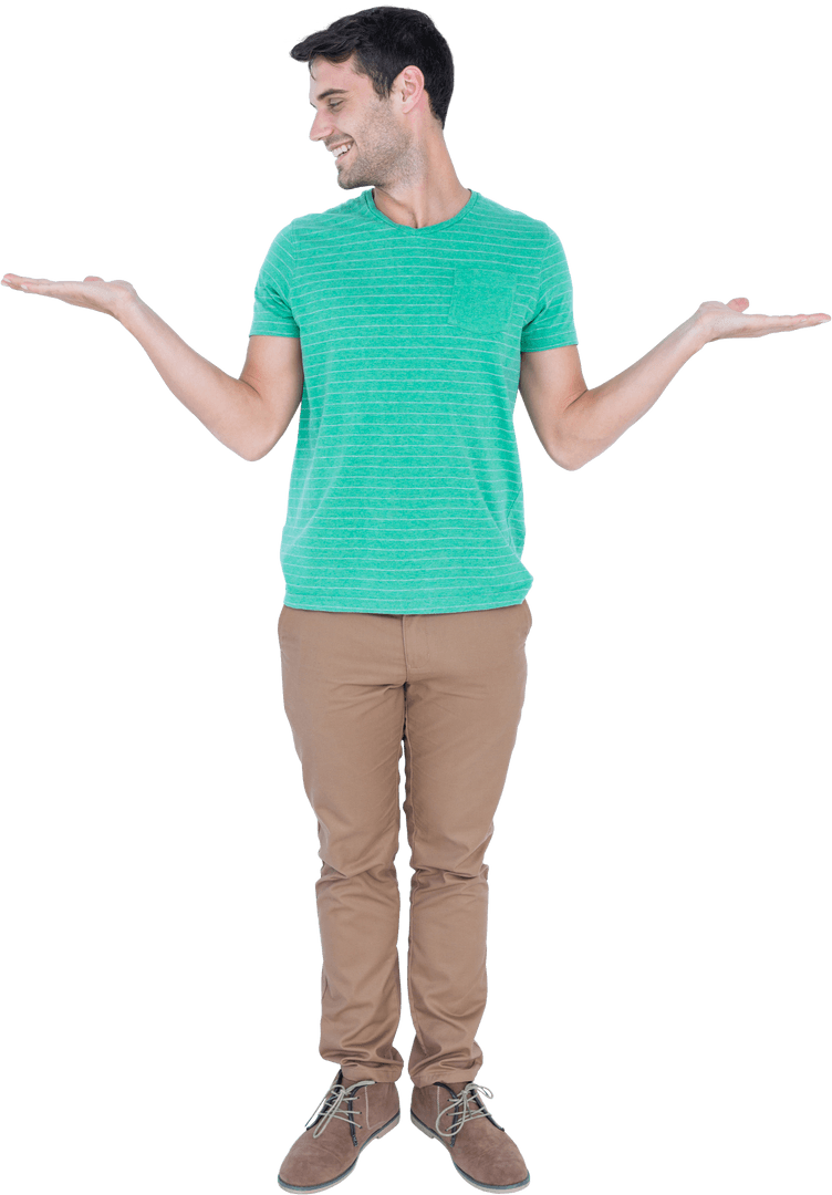 Smiling Man With Outstretched Arms Displaying Balance Concept Transparent