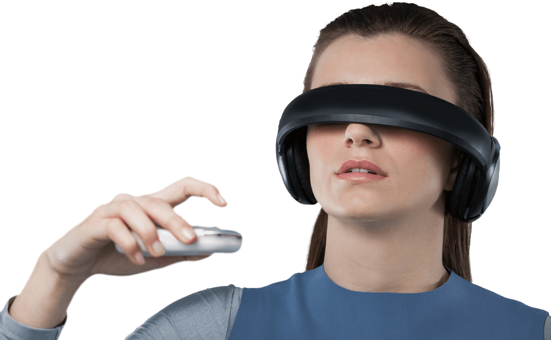 Transparent Vision Technology Woman Using Virtual Reality