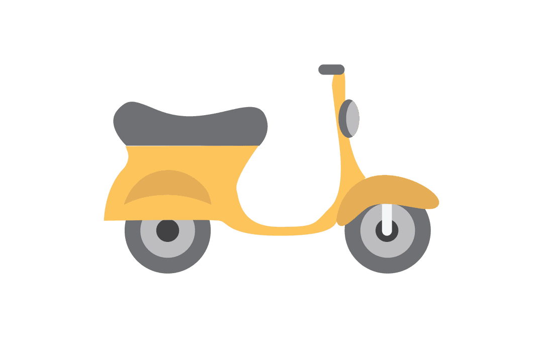 Yellow Motor Scooter Vector Transparent Background Illustration