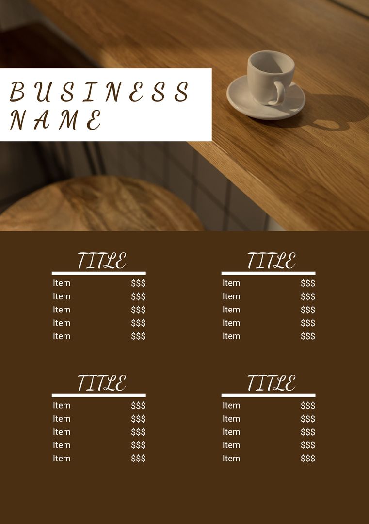 Cozy Café Menu Template with Coffee Cup Design - Download Free Stock Templates Pikwizard.com