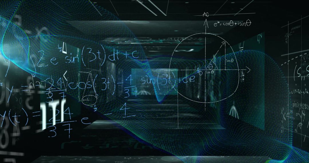 Abstract Math Equations in Futuristic Digital Interface
