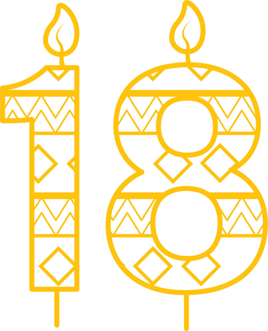 Transparent Decorative Patterned 18th Birthday Candles