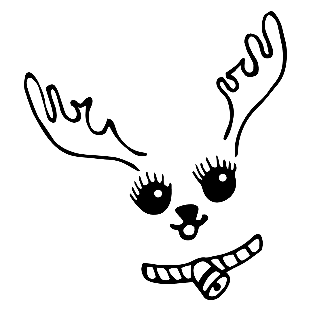 Transparent Black Reindeer Face Illustration on Vector Clipart