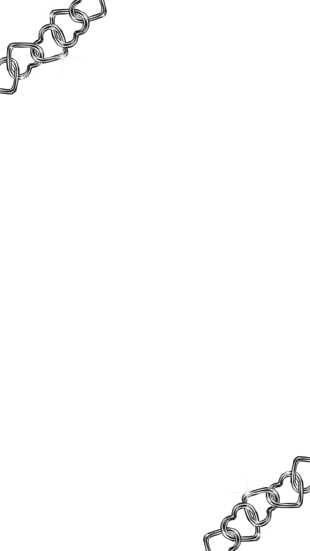 3D Heart Chain Border on Transparent Background