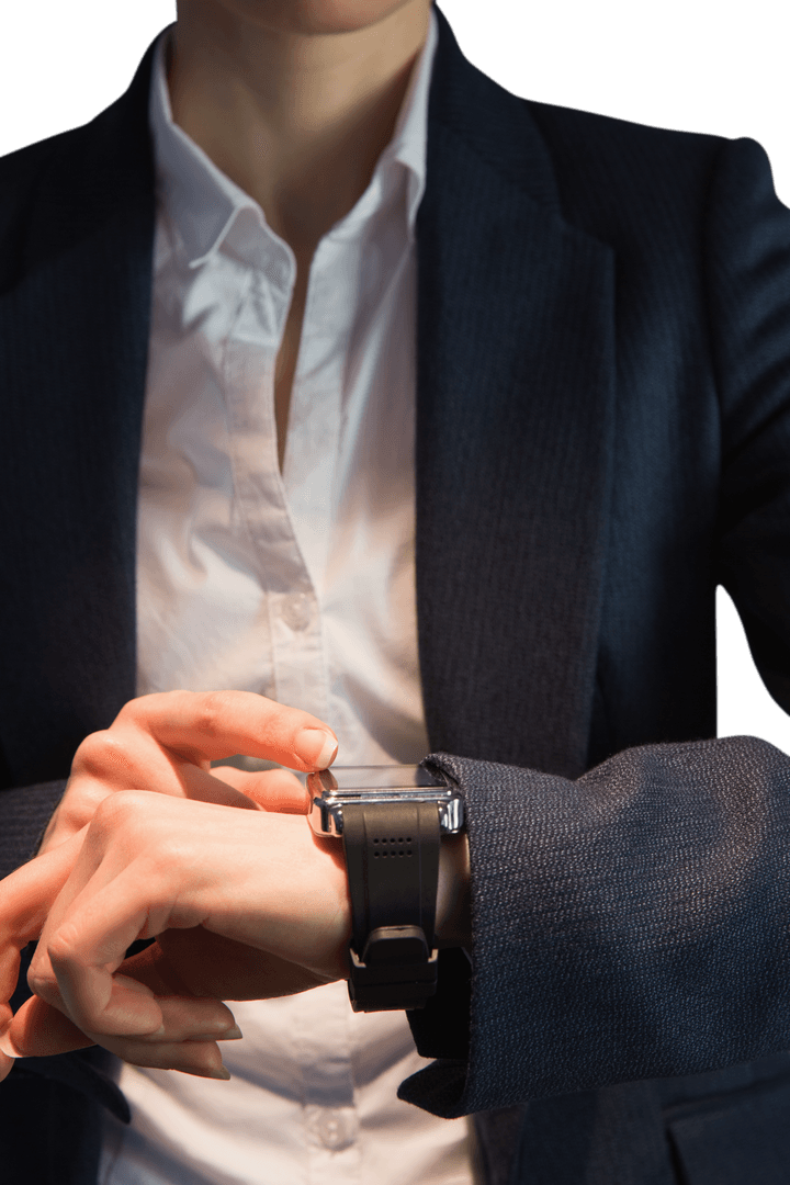 Transparent Background of Businesswoman Checking Time
