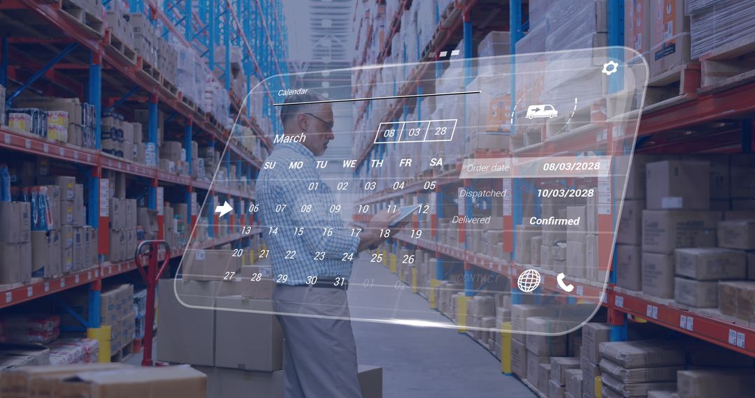 Warehouse Supervisor Analyzing Digital Supply Chain Data