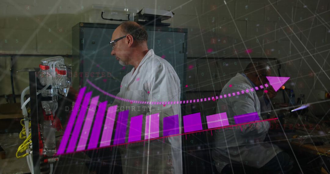 Scientists Analyzing Research with Graph Overlay in Laboratory - Free Images, Stock Photos and Pictures on Pikwizard.com