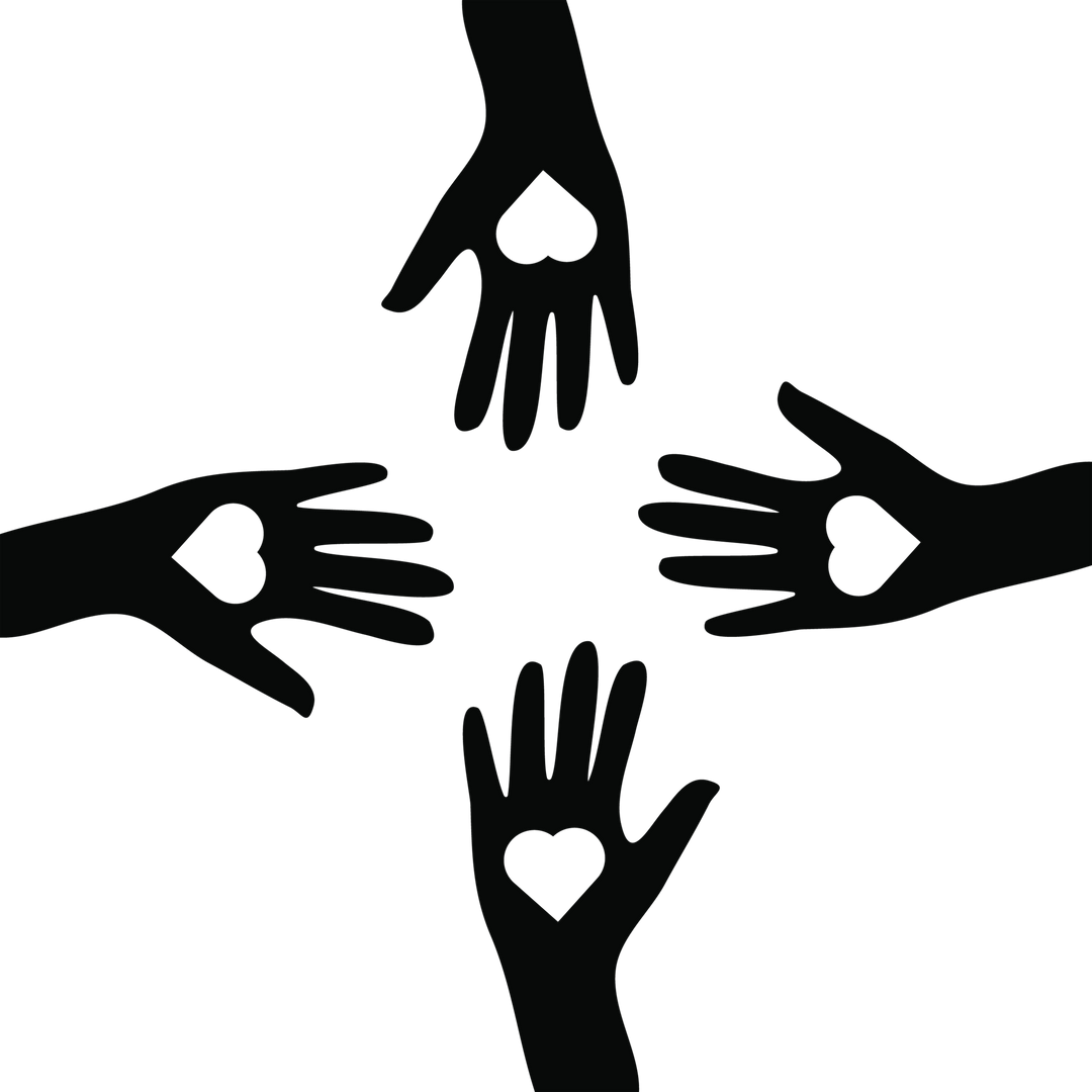 Symmetrical Black Hands with Heart Shapes on Transparent Background - Download Free Stock Images Pikwizard.com