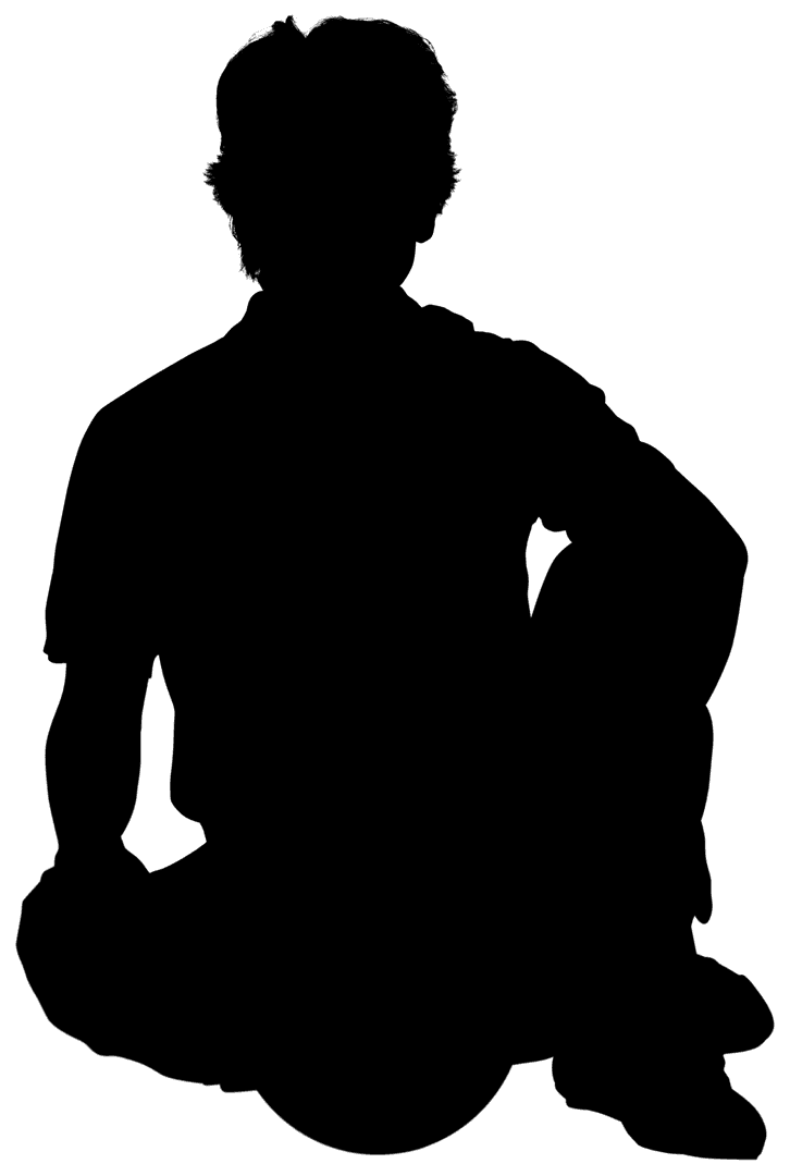 Man Silhouette Sitting on Ground Transparency Relaxation