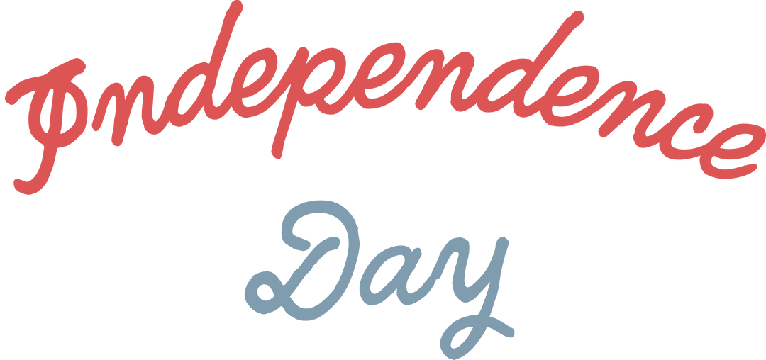Independence day typography on transparent background