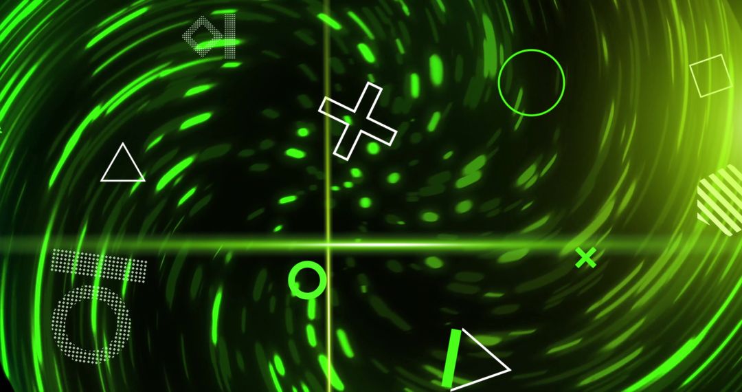 Abstract Green Cybernetic Wave with Digital Geometry