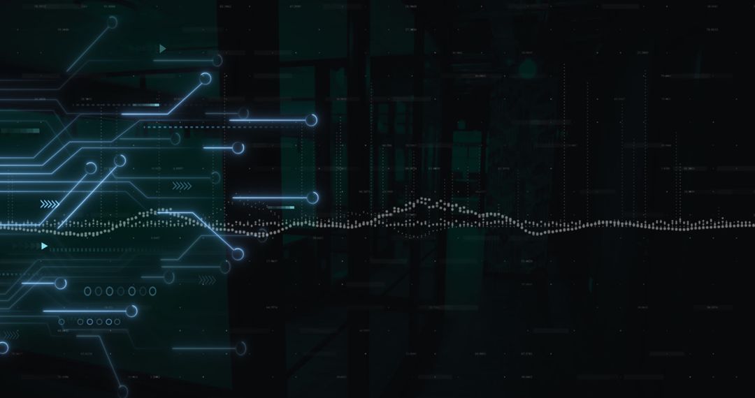 Futuristic Circuit Board with Digital Data Flow Patterns