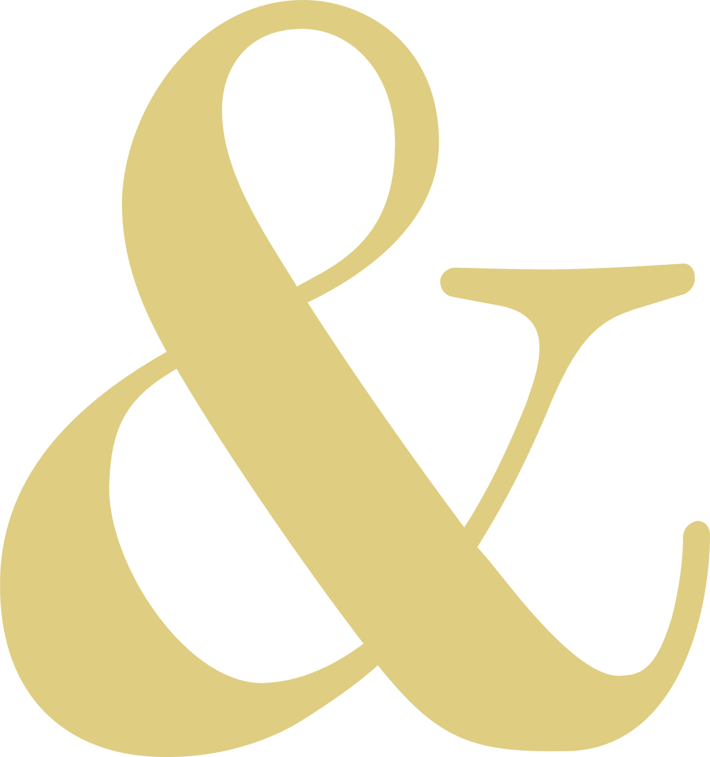 Elegant Yellow Ampersand Glyph on Transparent Background