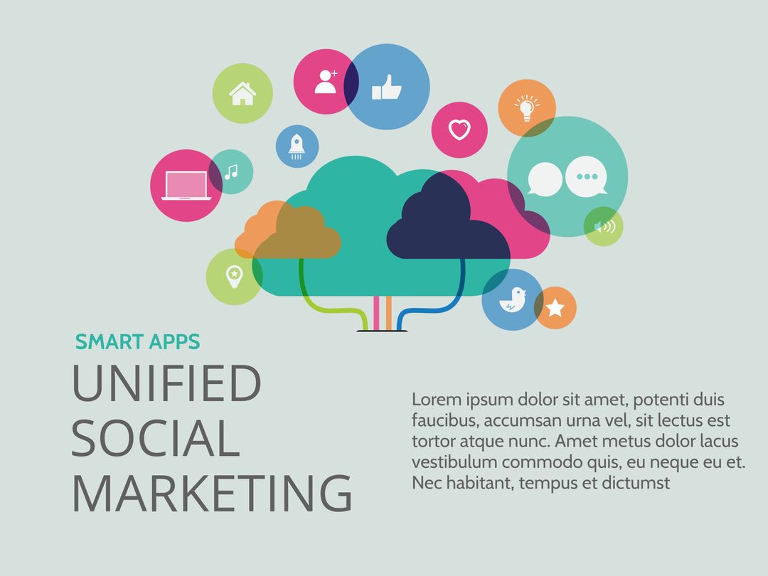 Social Media Integration Concept with Connected Cloud Icons