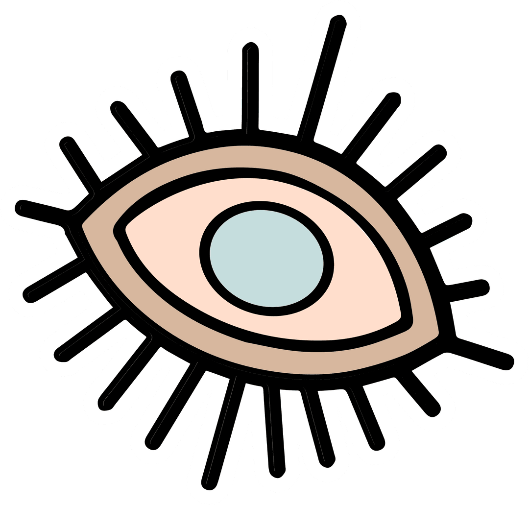 Abstract Stylized Eye with Radiating Lashes on Transparent Background