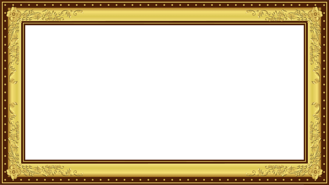 Vintage Gold Scroll Frame with Transparency Background