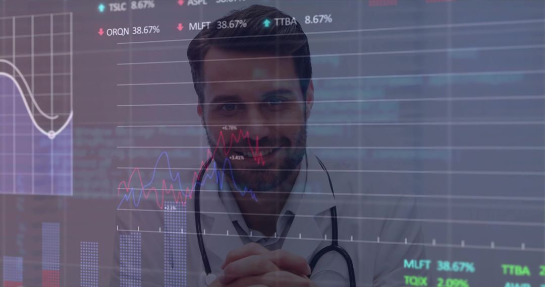 Doctor Analyzing Medical Data with Futuristic Technology