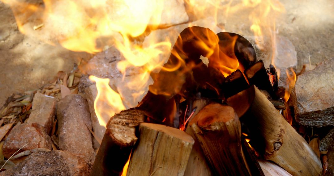 Burning Firewood with Bright Flames Outdoors - Free Images, Stock Photos and Pictures on Pikwizard.com