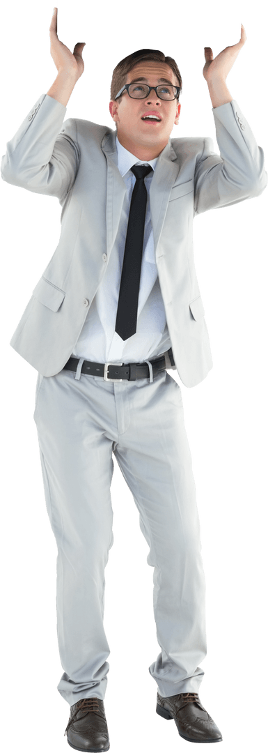 Frustrated Young Businessman Reacting on Transparent Background