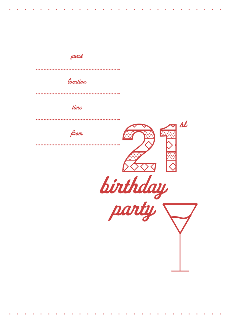 21st Birthday Party Invitation Template on Transparent Background - Download Free Stock Images Pikwizard.com