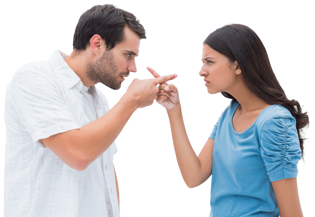 Transparent Argument Between Angry Couple Face to Face