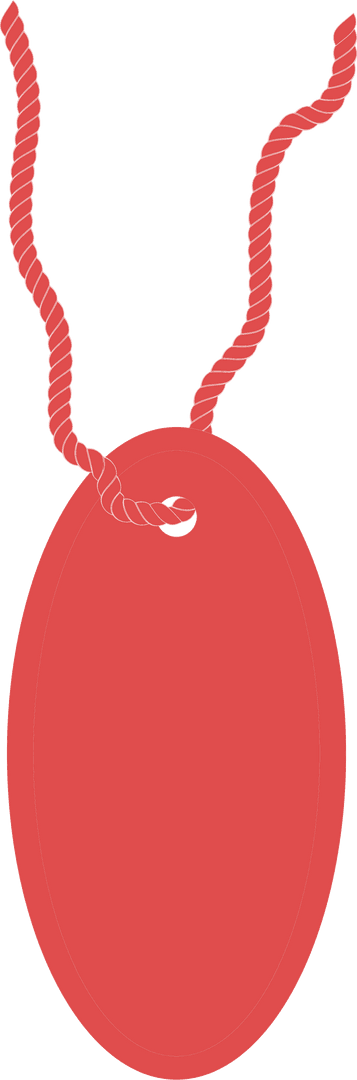 Blank Red Oval Label with Rope on Transparent Background
