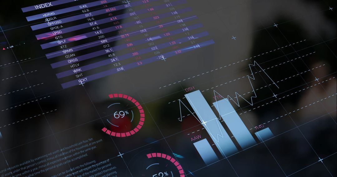 Digital Infographic Interface Over City Architecture Background